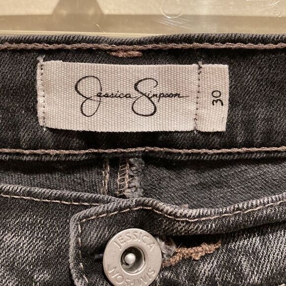 Jessica Simpson Gray Mika Best Friend Distressed  Jeans Sz 30 - Picture 7 of 12